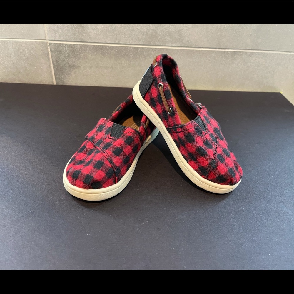 Tiny Toddler Toms - Bimini Black/Red Plaid Shoes
